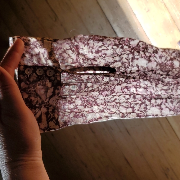 purple botanical print top, S - Picture 8 of 9